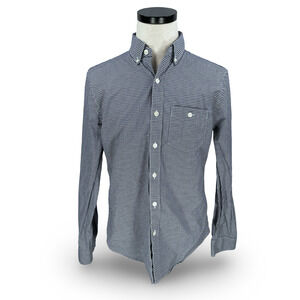 Todd Snyder Shirt Mens Medium Navy Blue White Gingham Long Sleeve Button Down